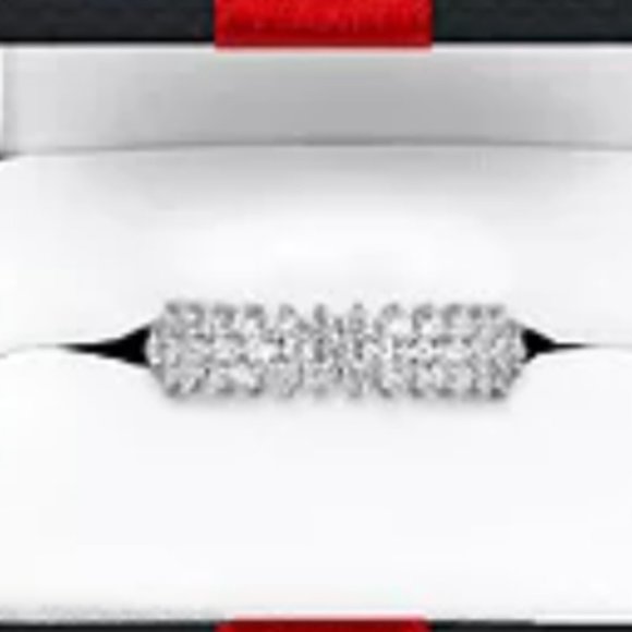 White Sapphire Sterling Silver Band - Picture 4 of 4